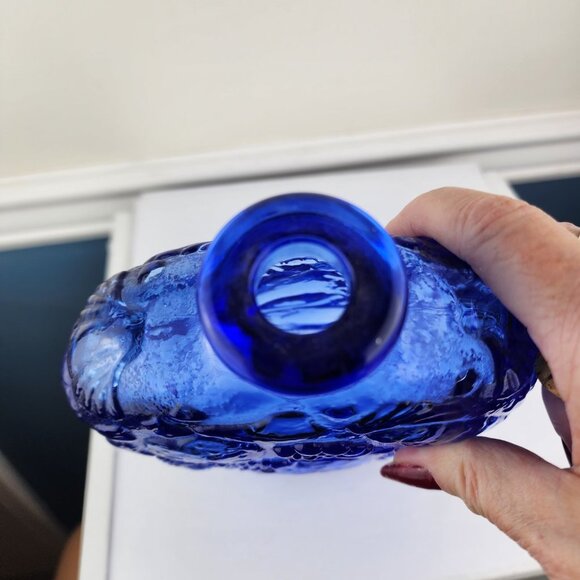 Libbey Vintage Cobalt Blue Glass Bottle Seashells 9" Tall Canada - Picture 5 of 6